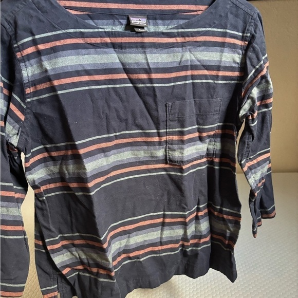 Striped Navy Top Patagonia small organic cotton #5479 - Picture 5 of 7